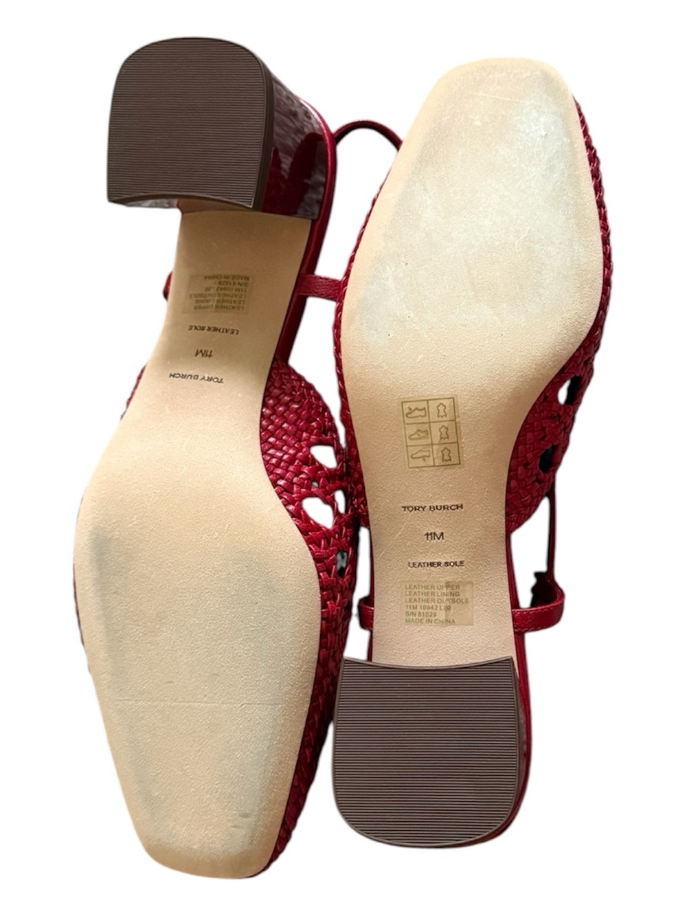 Tory Burch Fuchsia Laser-Cut Slingback Flats with Gold Emblem - Picture 3 of 3